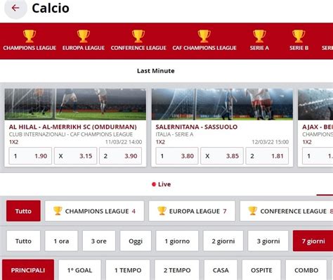 Quote calcio better: palinsesto scommesse sportive e payout.